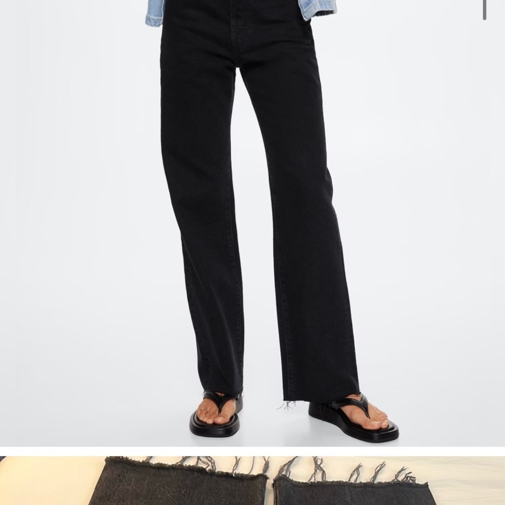 Mango Black Flare Wide Leg Jeans